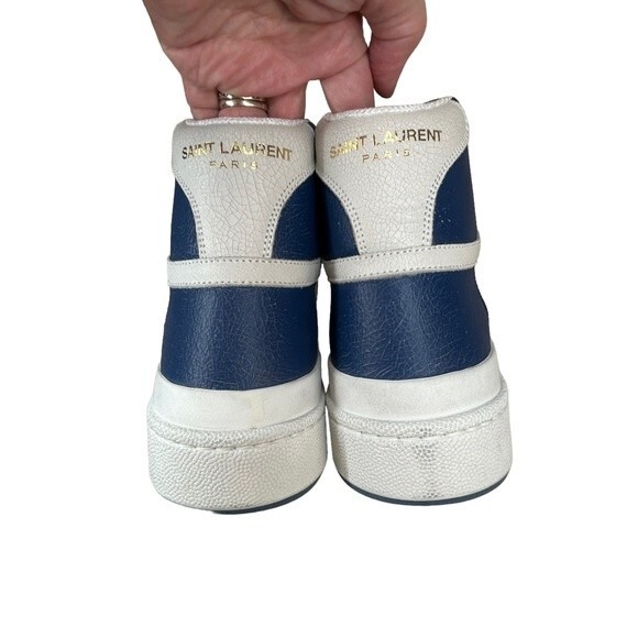 NEW Saint Laurent SL24 Mid Top Sneakers Blue and Off White 40.5 / 10.5 YSL - Picture 8 of 13